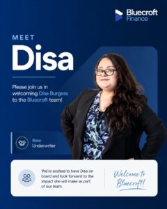Meet Disa Burgess, Underwriter at Bluecroft Finance